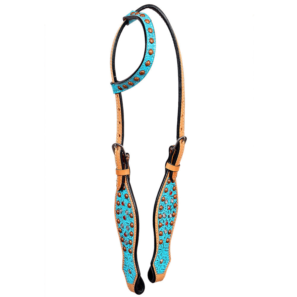 HILASON Western Horse One Ear Headstall Bridle American Leather Crocodile | for Horses Headstalls