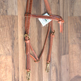 Hilason Hermann Oak Leather Laced Cheeks Horse Knotted Browband Headstall
