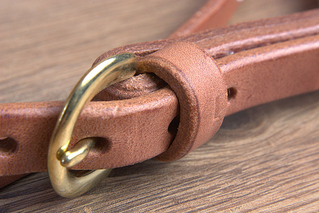 Hilason Hermann Oak Leather Laced Cheeks Horse Knotted Browband Headstall