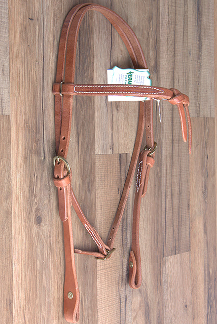 Hilason Hermann Oak Leather Chicago Screw Cheek Horse Knotted Browband Headstall