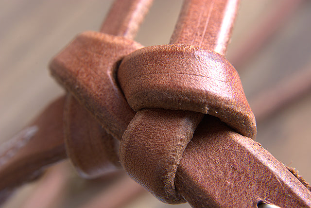 Hilason Hermann Oak Leather Chicago Screw Cheek Horse Knotted Browband Headstall