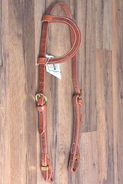 Hilason Hermann Oak Leather Quick Change Cheek Horse One Year Browband Headstall