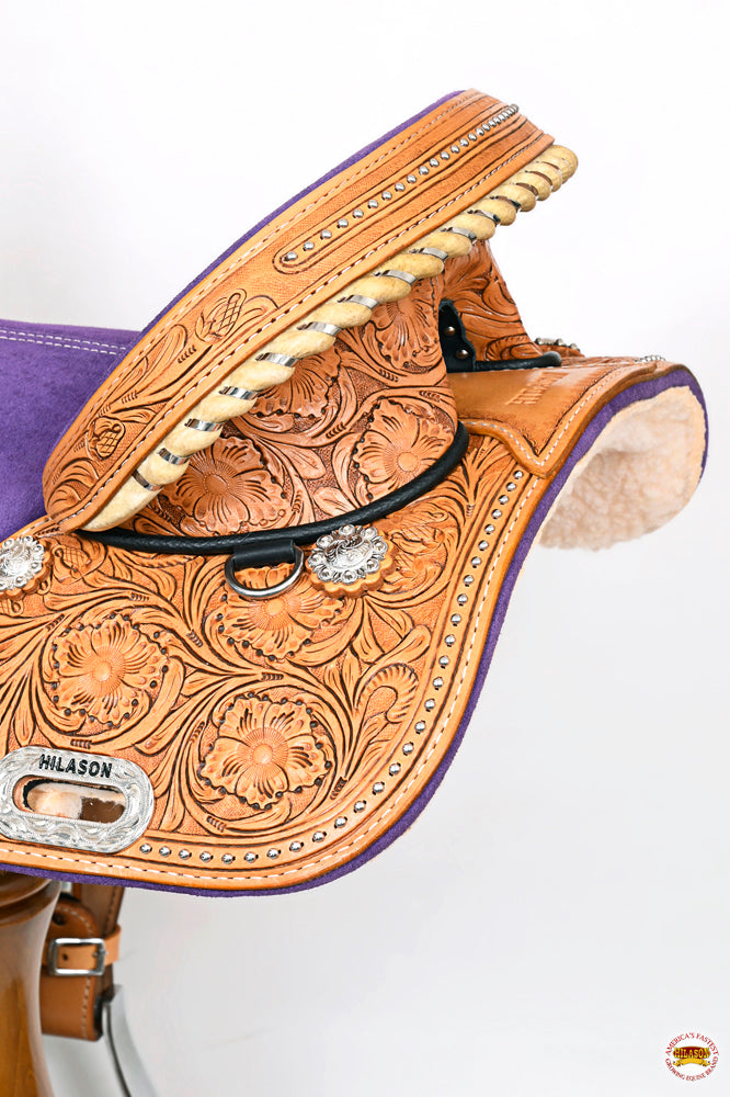 Hilason Western Horse Treeless Trail Barrel American Leather Saddle