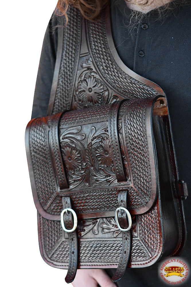 Hilason Western Leather Cowboy Trail Ride Horse Saddle Shoulder Bag