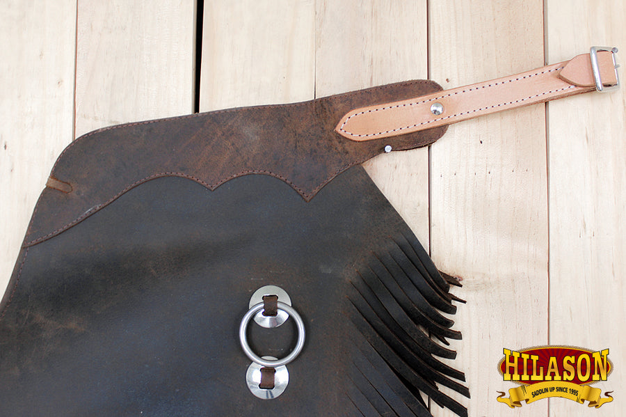 HILASON Handmade Working Genuine Leather Chinks Dark Brown | Chaps Western Riding for Adults Hand Tooled Adult