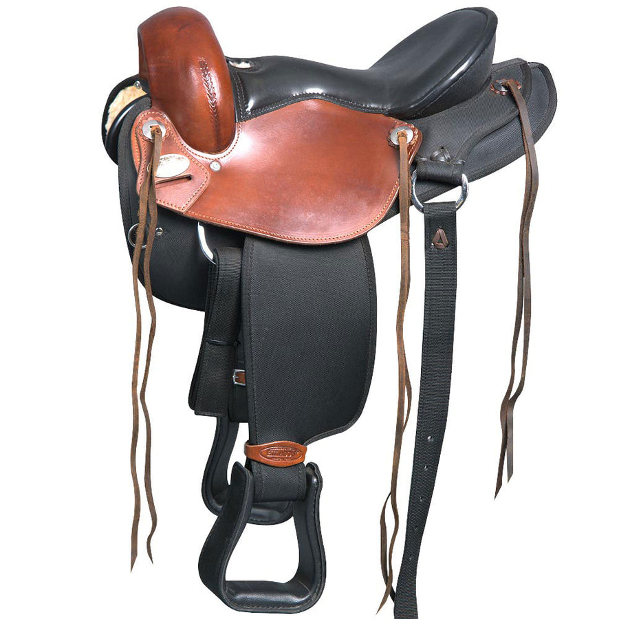 HILASON Gaited Western Trail Pleasure Endurance American Leather Saddle Mahogany Black | Horse Treeless for Horses
