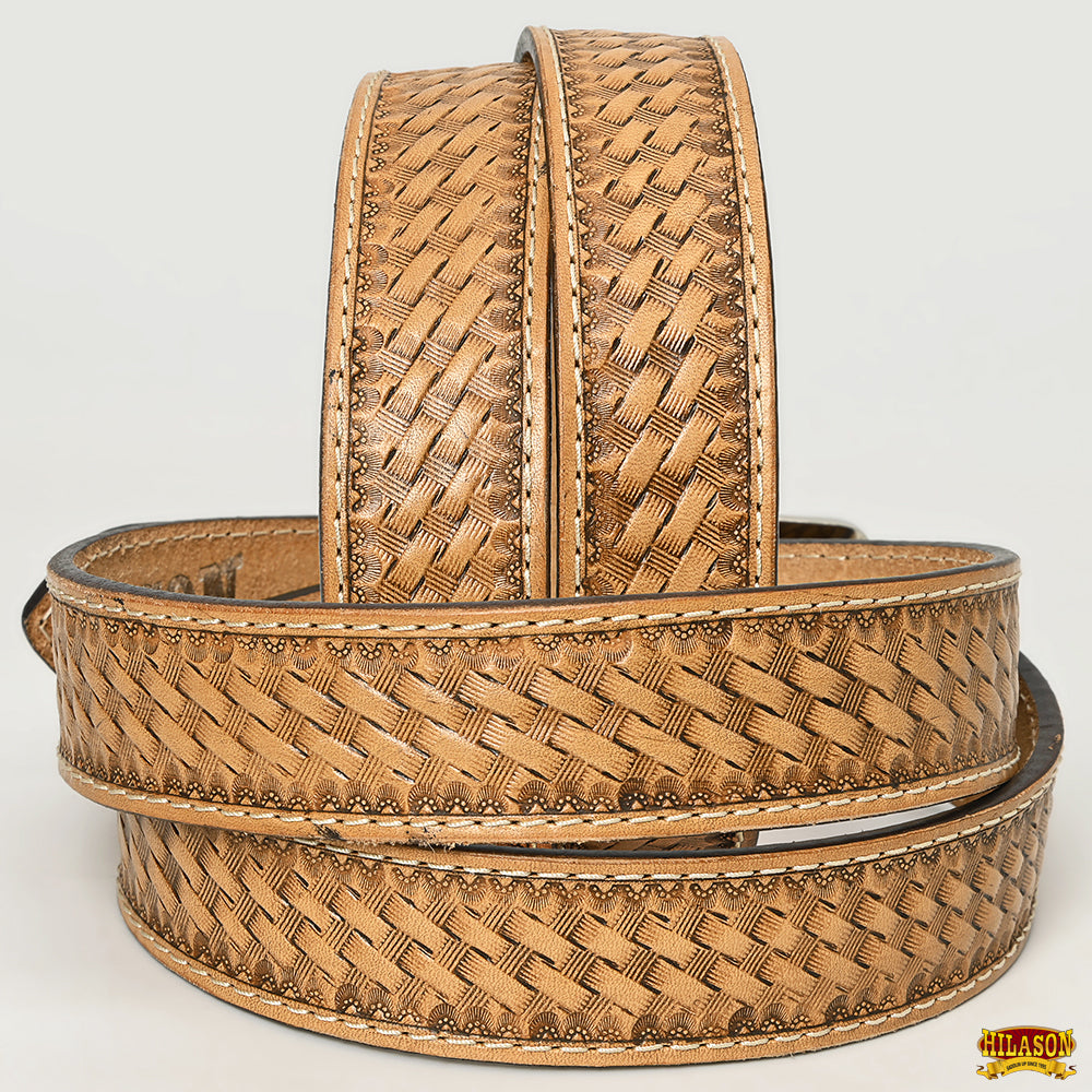 HILASON Western Genuine Leather Belt for Men Women Cowboy Cowgirl Handmade Unisex Full Grain Heavy Duty Tooled Belt for Jeans