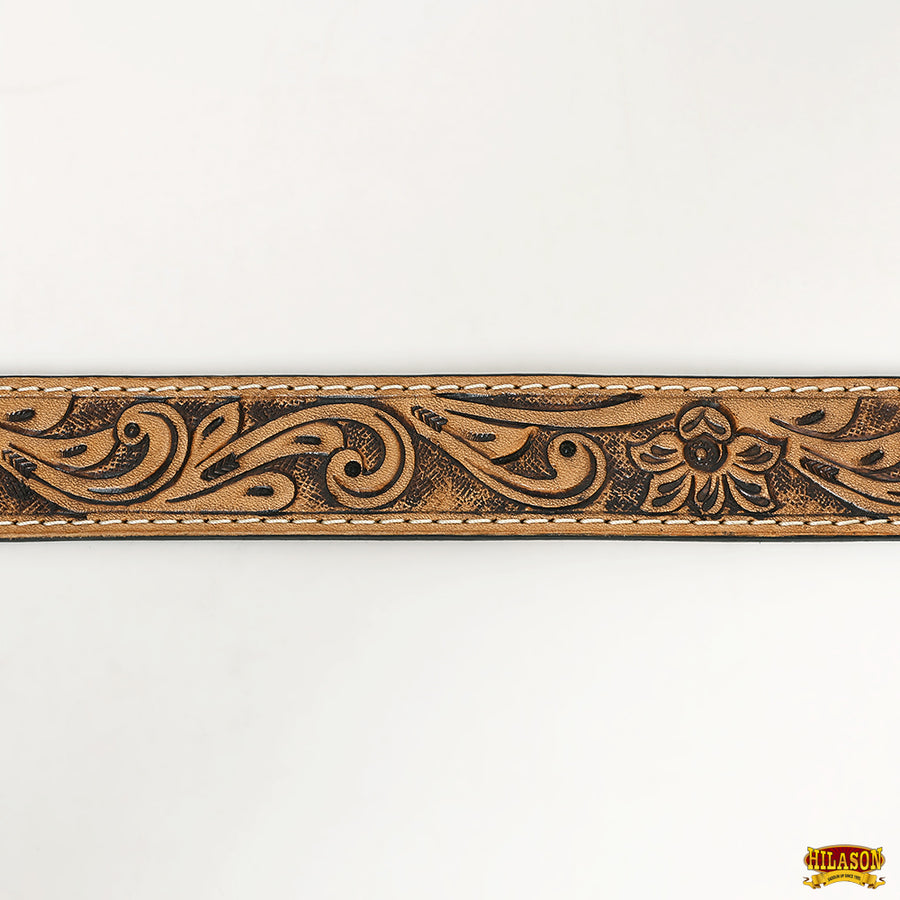 HILASON Western Genuine Leather Belt for Men Women Cowboy Cowgirl Handmade Unisex Full Grain Heavy Duty Floral Tooled