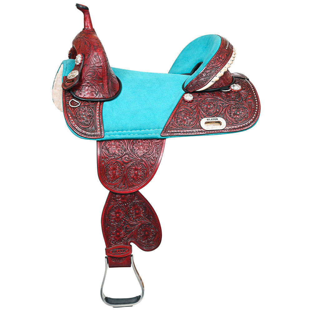 Western Trail Barrel Racing American Leather Treeless Saddle Hilason