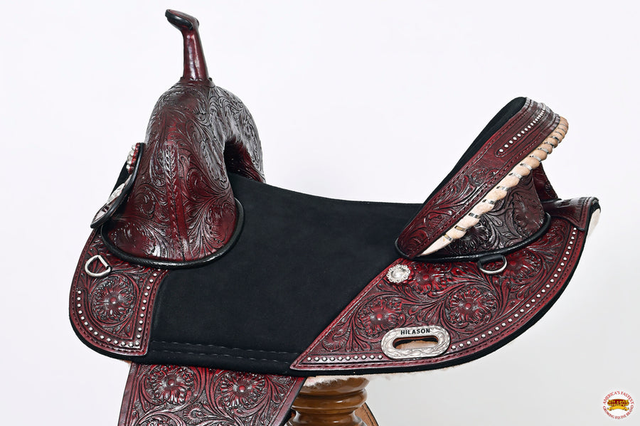 HILASON Western Horse Treeless Trail Barrel Saddle American Leather | for Horses