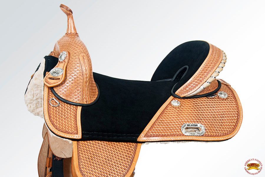 HILASON Western Horse Treeless Trail Barrel Saddle American Leather | for Horses