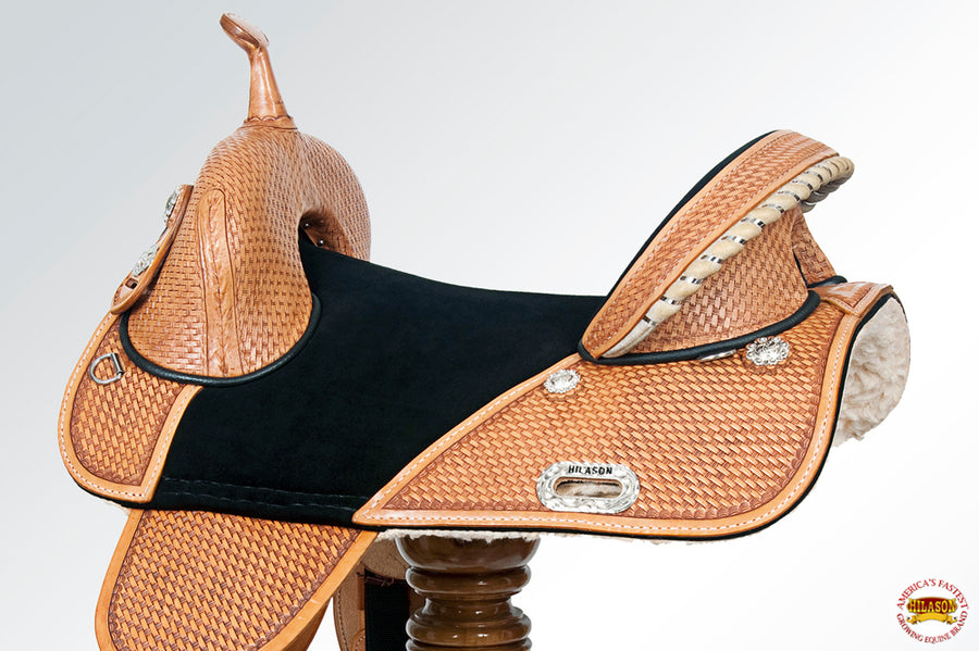 HILASON Western Horse Treeless Trail Barrel Saddle American Leather | for Horses