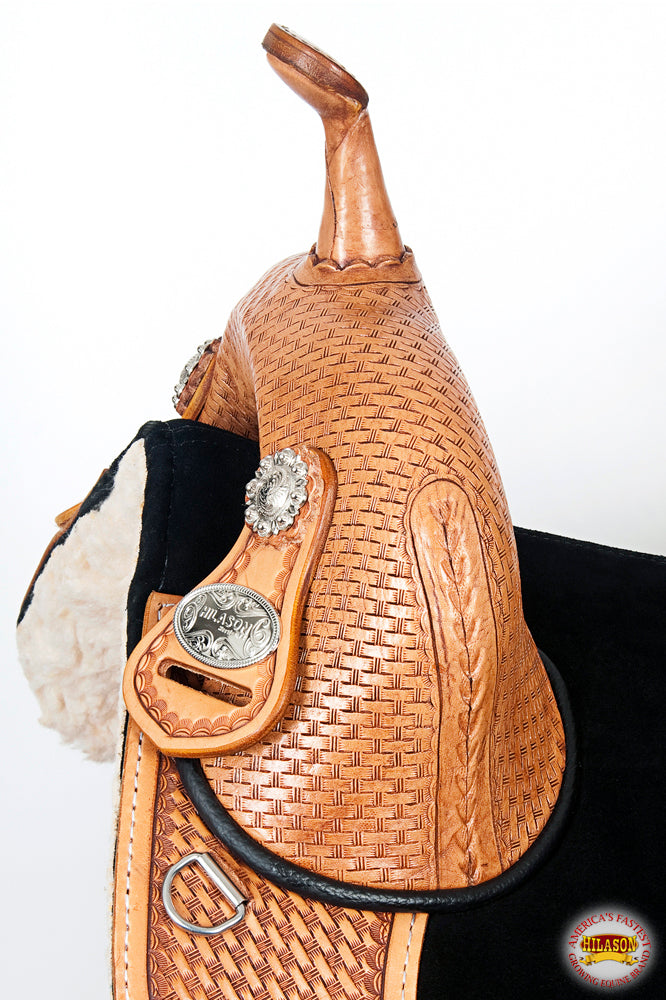 HILASON Western Horse Treeless Trail Barrel Saddle American Leather | for Horses