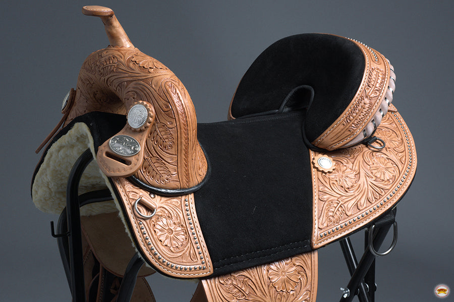 HILASON Western Horse Treeless Trail Barrel Saddle American Leather | for Horses