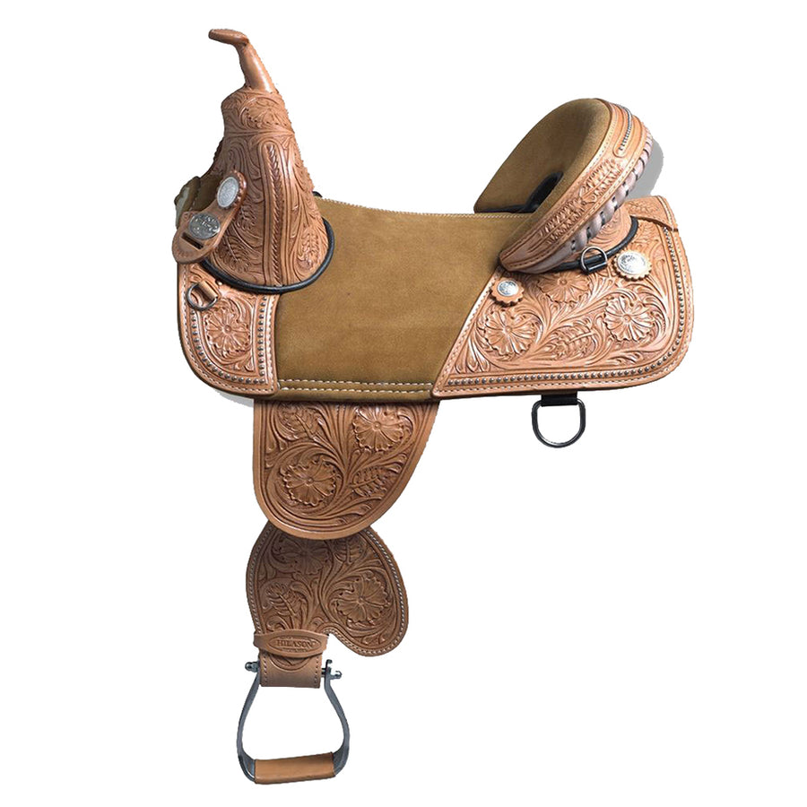 15 In HILASON Treeless Western Trail Barrel Racing American Leather Saddle - Uhorse