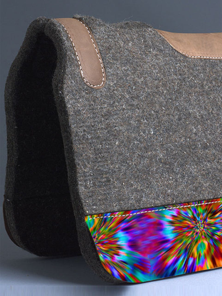 HILASON Western Wool Felt Horse Saddle Pad W/ Distressed Wear Leather Made in USA | for Horses