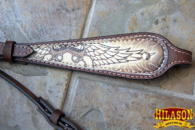 Hilason Western Horse Breast Collar Headstall American Leather Angel Wings