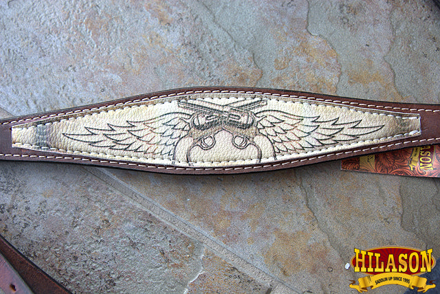 Hilason Western Horse Breast Collar Headstall American Leather Angel Wings