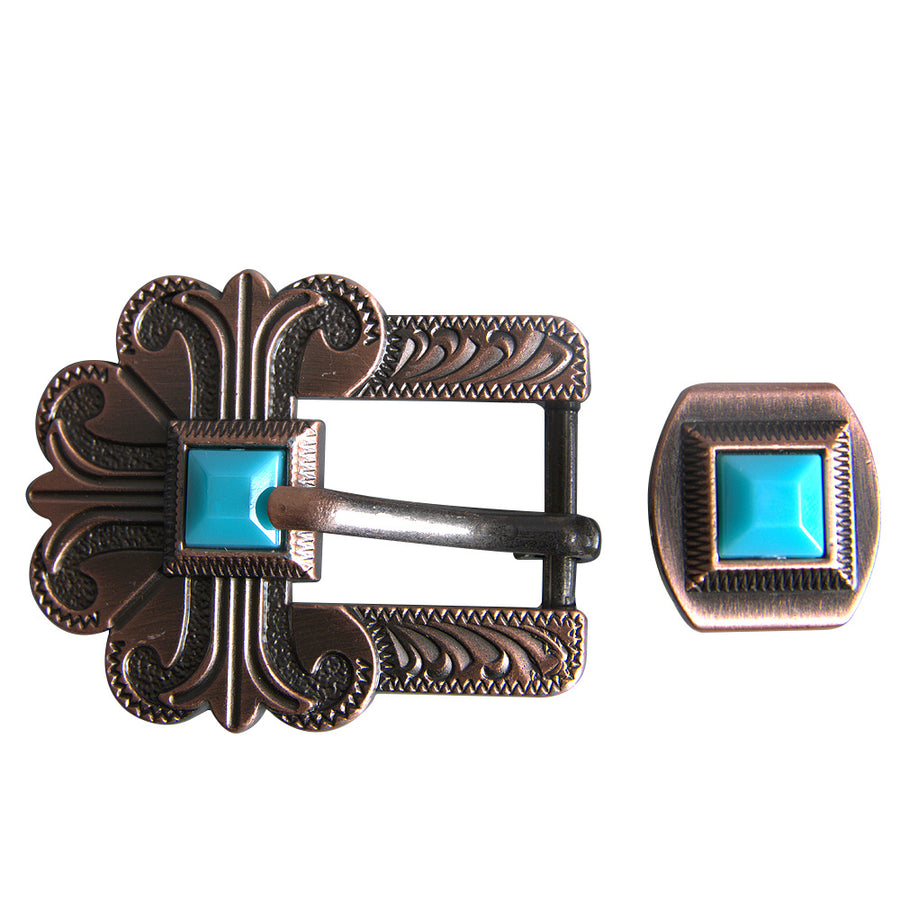 3/4 Hilason Western Style Belt Buckle for Saddle Tack Headstall Concho Turquoise/Brown - Uhorse