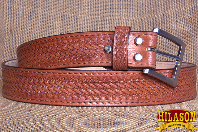 HILASON Western Genuine Leather Belt for Men Women Cowboy Cowgirl Handmade Basketweave Unisex Heavy Duty