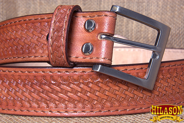 HILASON Western Genuine Leather Belt for Men Women Cowboy Cowgirl Handmade Basketweave Unisex Heavy Duty