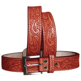 HILASON Western Genuine Leather Belt for Men Women Cowboy Cowgirl Handmade Unisex Full Grain Heavy Duty Floral Tooled Belt