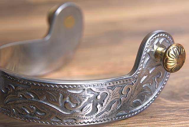 Hilason Western Mens Gal Leg Engraved Horse Riding Shank Spurs