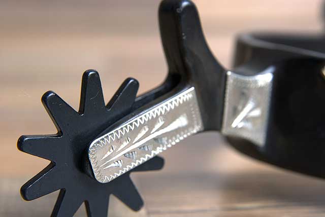 Hilason Western Black Steel Mens Cross Gun Star Horse Riding Show Spurs Pair