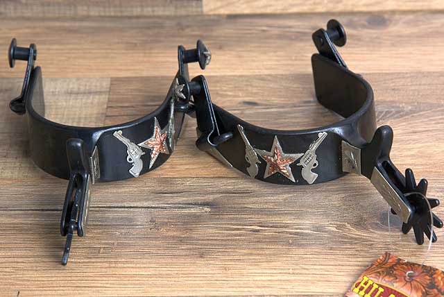 Hilason Western Black Steel Ladies Cross Gun Star Horse Riding Show Spurs Pair