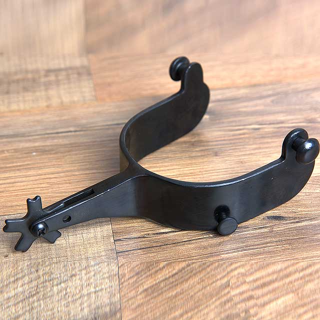 Hilason Western Black Steel Mens 15 Degree Bull Riding Spurs Pair
