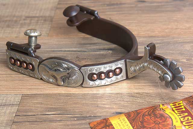 Hilason Western Mens Anitque Steer Head Horse Riding Show Spurs Pair