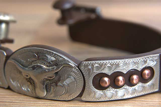 Hilason Western Mens Anitque Steer Head Horse Riding Show Spurs Pair