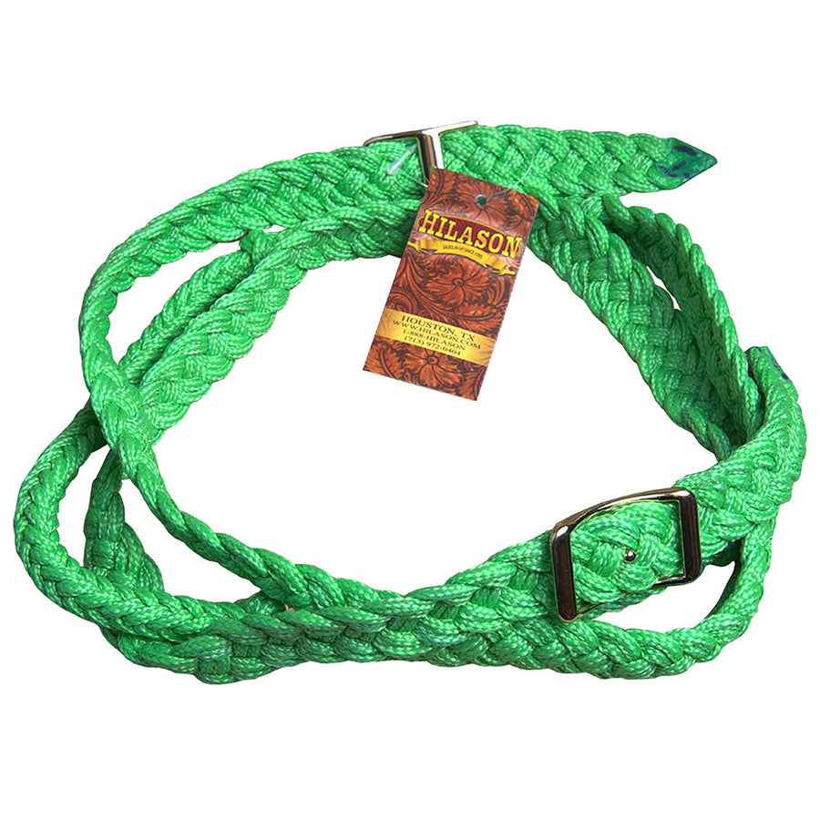 1 Inch X 6 Ft. Hilason W. Tk. H. Braided Poly Barrel Reins Neon Green by Hilason – Cowboy and equestrian accessories