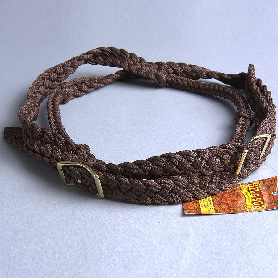1 Inch X 6 Ft. Hilason W. Tk. H. Braided Poly Barrel Reins Brown – by Hilason – Cowboy and equestrian accessories