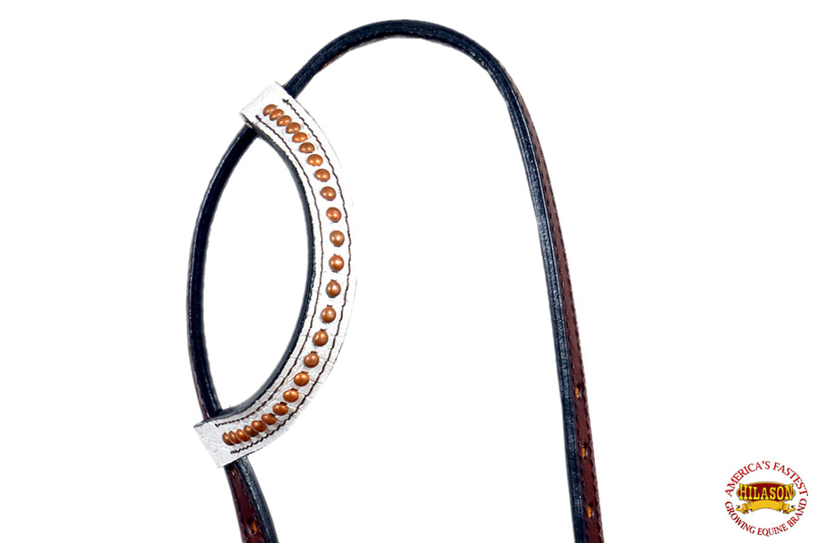 HILASON Western Horse One Ear Headstall American Leather Floral White | for Horses Headstalls