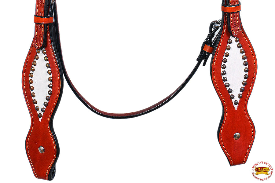 HILASON Western Horse Headstall Tack Bridle American Leather Off White | for Horses Headstalls