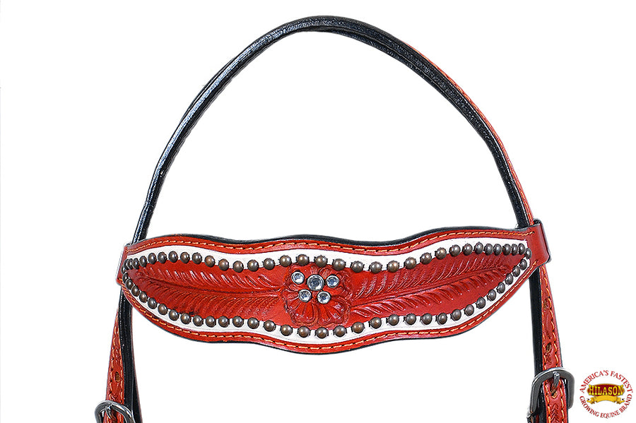 HILASON Western Horse Headstall Tack Bridle American Leather Off White | for Horses Headstalls