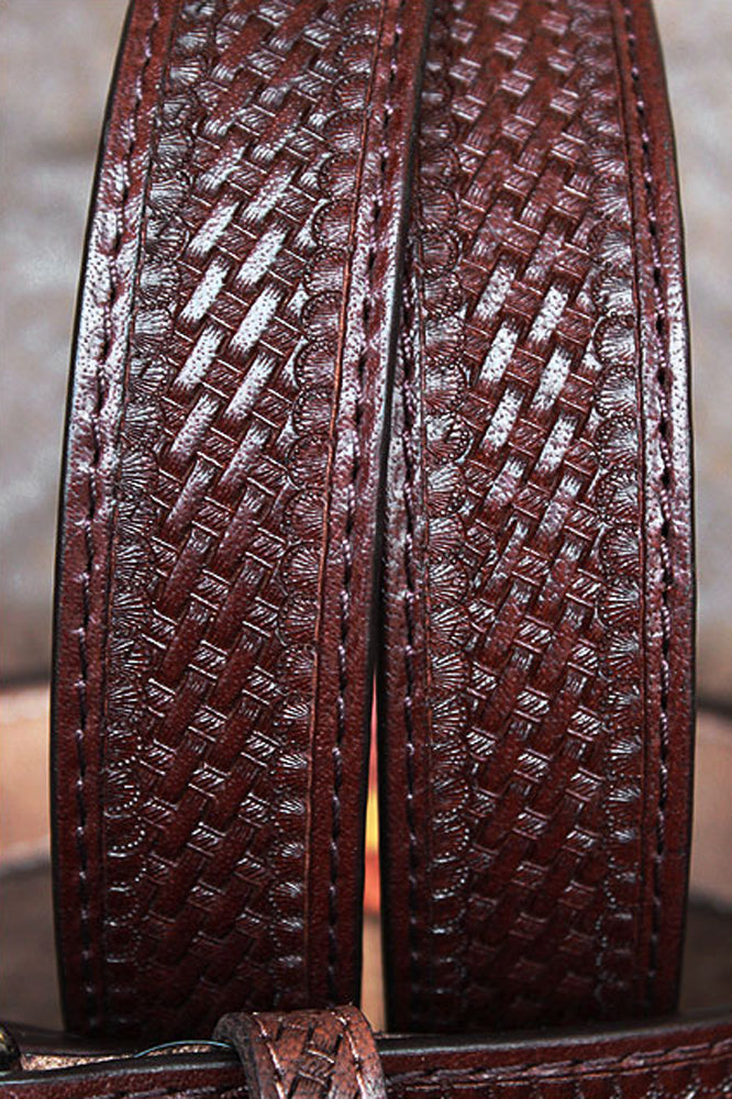 HILASON Western Genuine Leather Belt for Men Women Cowboy Cowgirl Handmade Basketweave Unisex Heavy Duty
