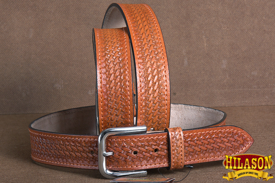 HILASON Western Genuine Leather Belt for Men Women Cowboy Cowgirl Handmade Basketweave Unisex Heavy Duty