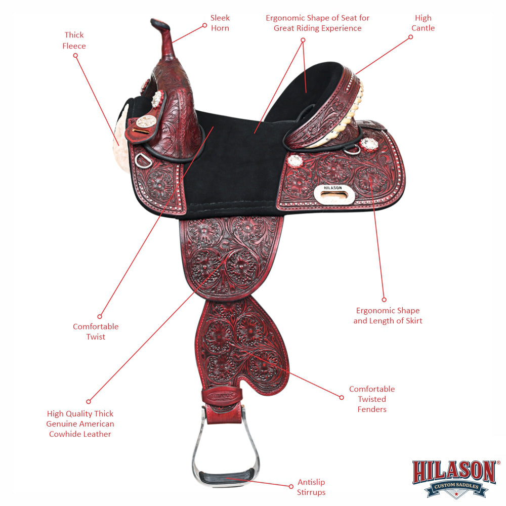 Child Treeless Horse Saddle Western American Leather Barrel Hilason