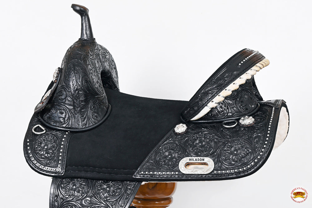 Western Horse Treeless Trail Barrel Saddle American Leather Black Hilason