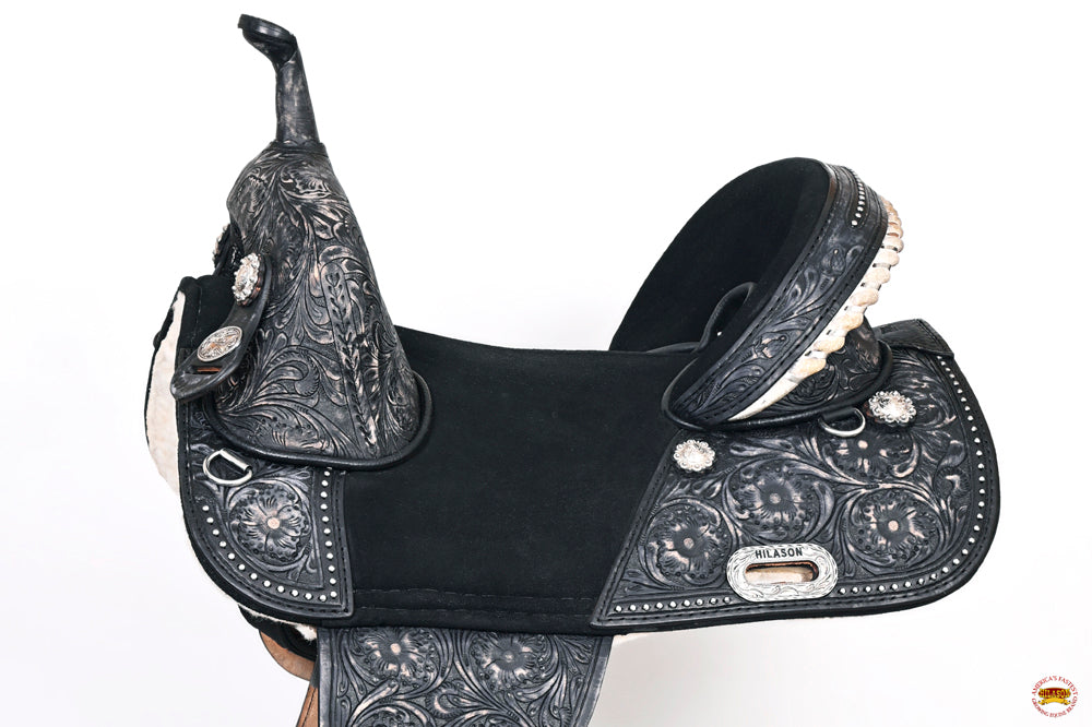 Hilason Western Horse Treeless Barrel Racing American Leather Saddle