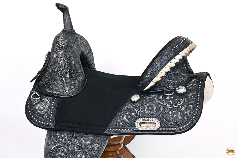 Hilason Western Horse Treeless Barrel Racing American Leather Saddle