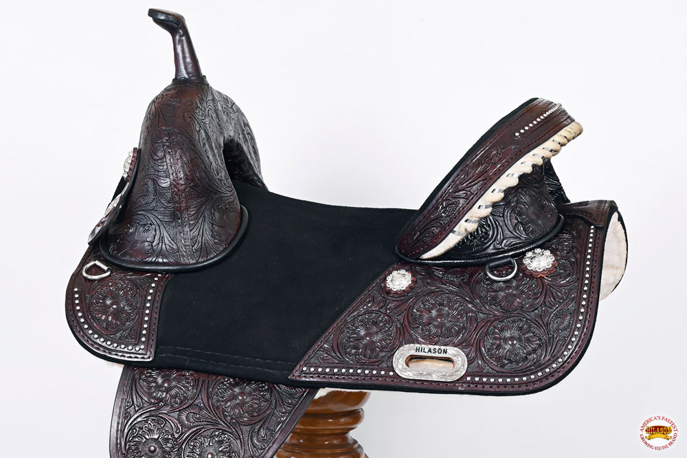 Hilason Western Horse Treeless Trail Barrel Racing American Leather Saddle