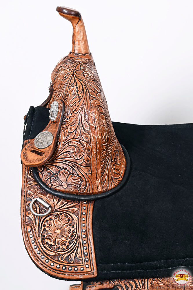 Hilason Western Treeless Trail Barrel Racing American Leather Saddle