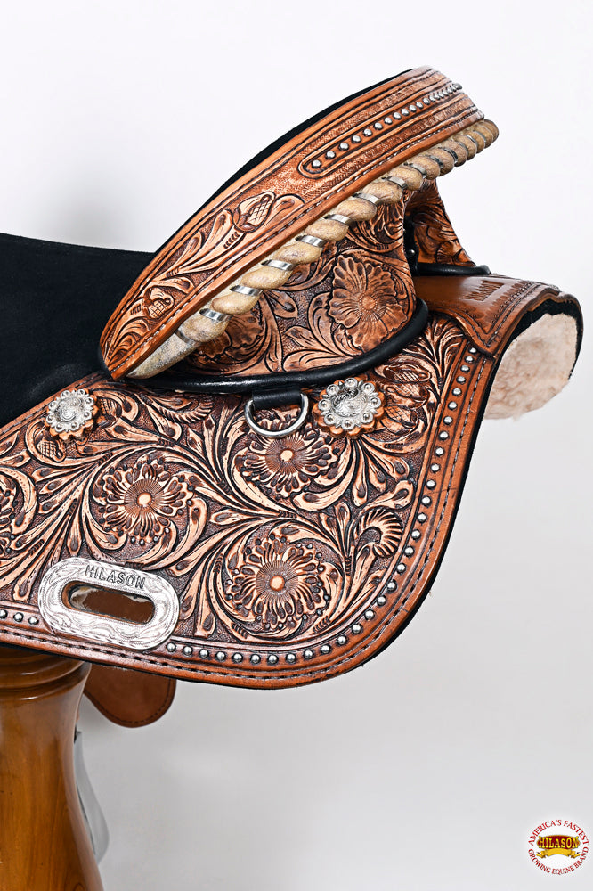 HILASON Treeless Western Trail Barrel Racing American Leather Saddle Dark Brown | Horse for Horses