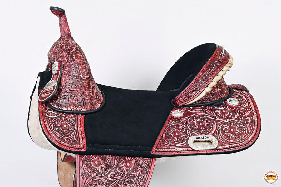 HILASON Western Horse Treeless Trail Barrel Saddle American Leather | for Horses