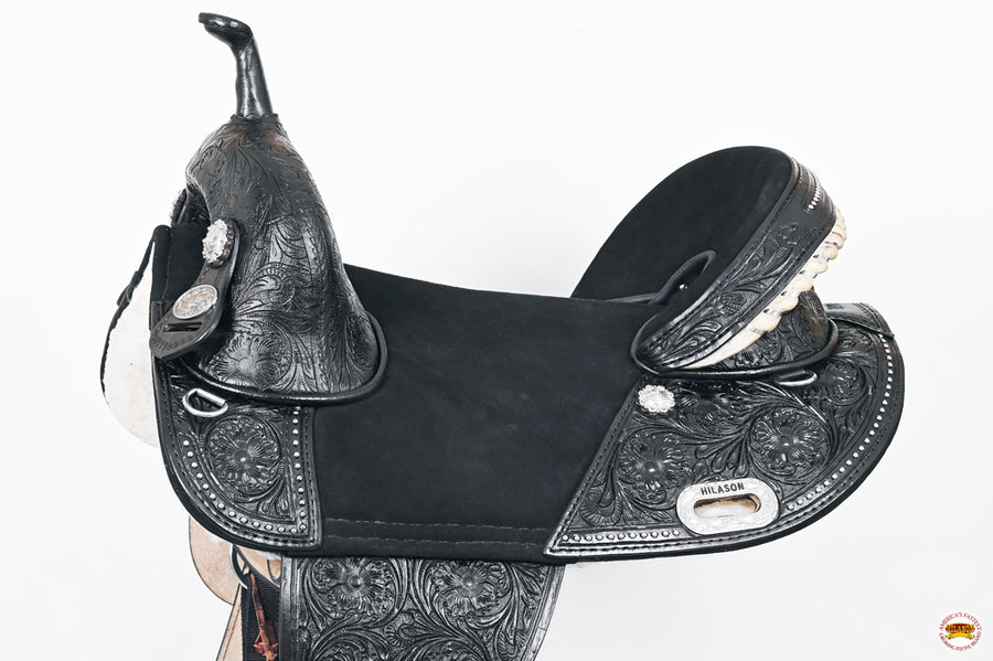 HILASON Western Horse Treeless Trail Barrel American Leather Saddle | for Horses