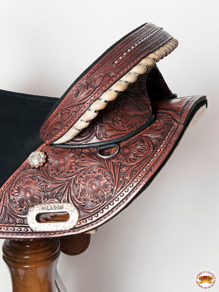 HILASON Western Horse Treeless Trail Barrel American Leather Saddle | for Horses