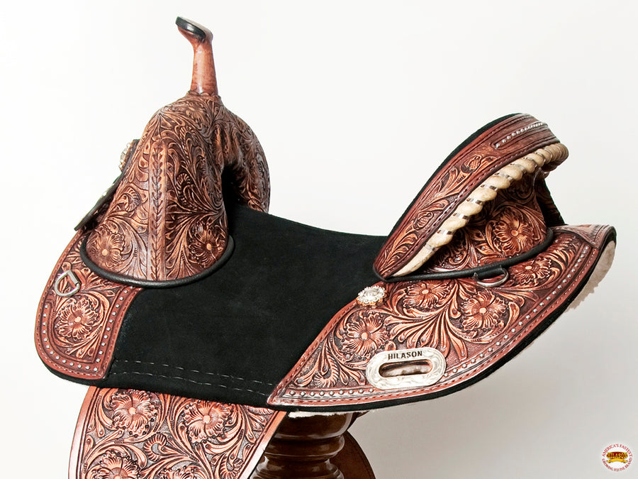 HILASON Western Horse Treeless Trail Barrel American Leather Saddle | for Horses